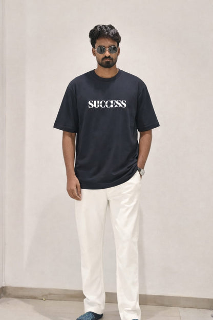Success Print Men’s Oversized T-Shirt – Premium Cotton Fit