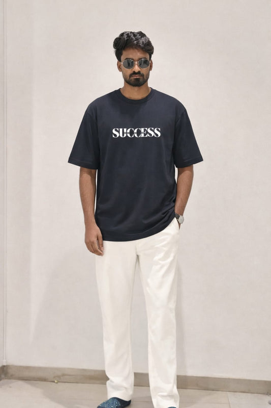 Success Print Men’s Oversized T-Shirt – Premium Cotton Fit