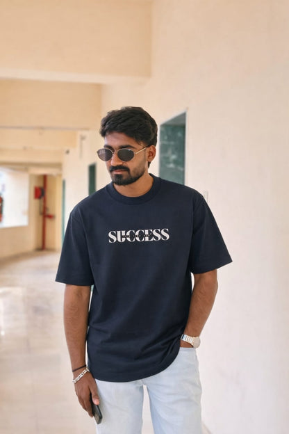 Success Print Men’s Oversized T-Shirt – Premium Cotton Fit