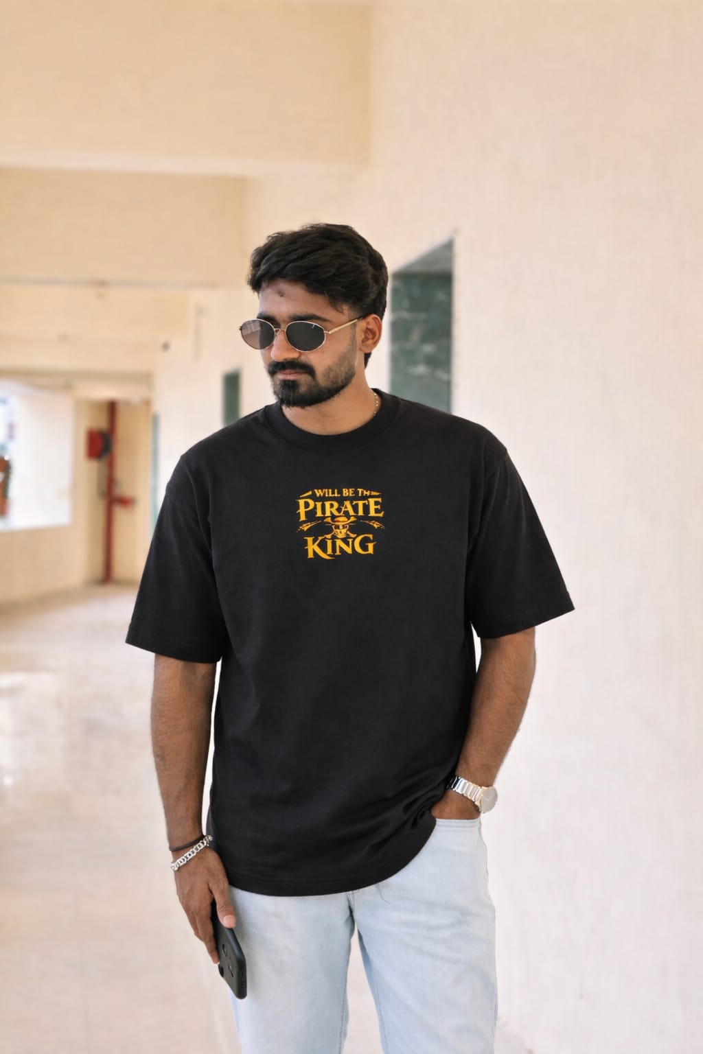 Pirate King Men’s Oversized Graphic T-Shirt – Premium Cotton Fit