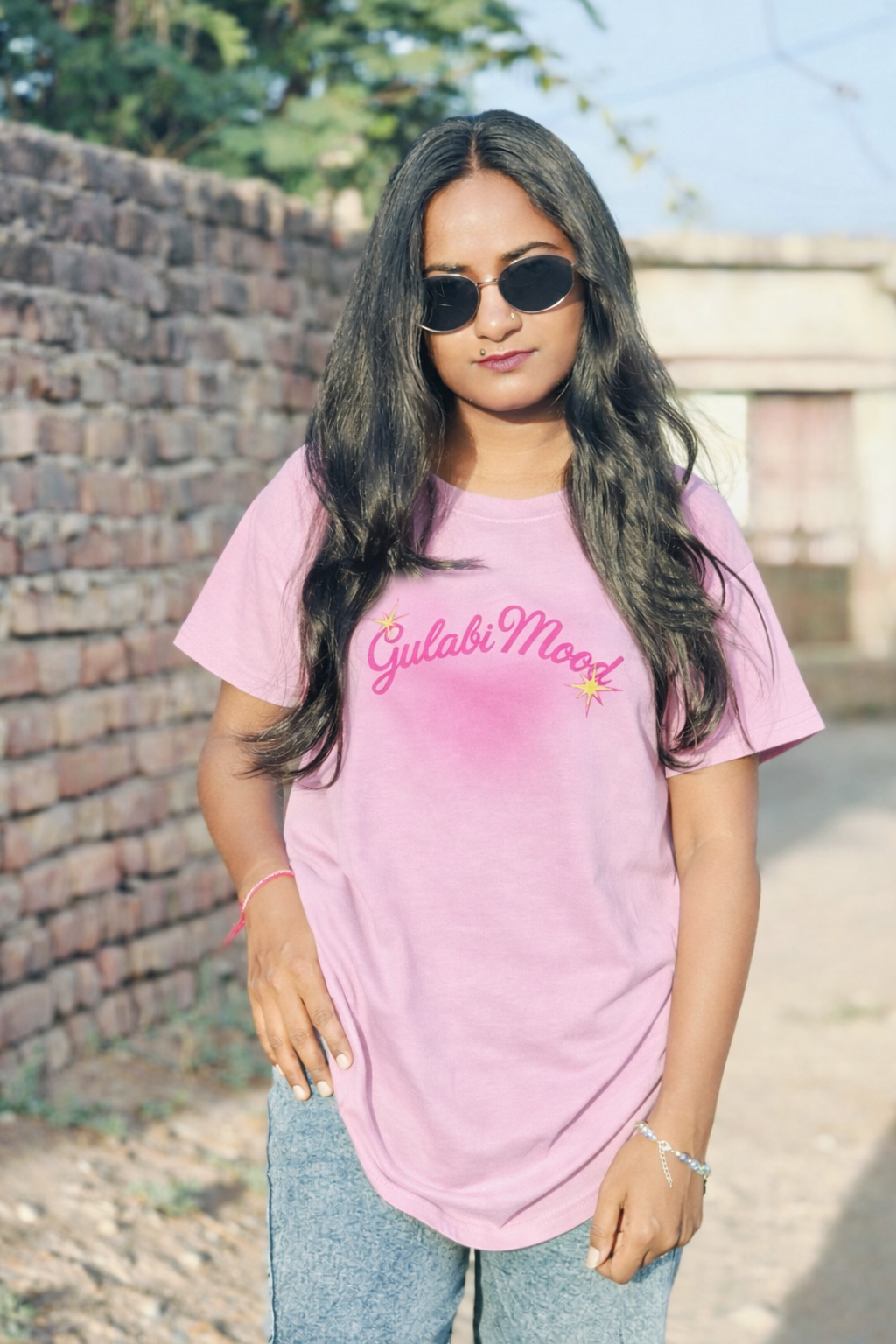 Gulabi Mood Women’s Oversized Graphic T-Shirt – Premium Cotton Fit